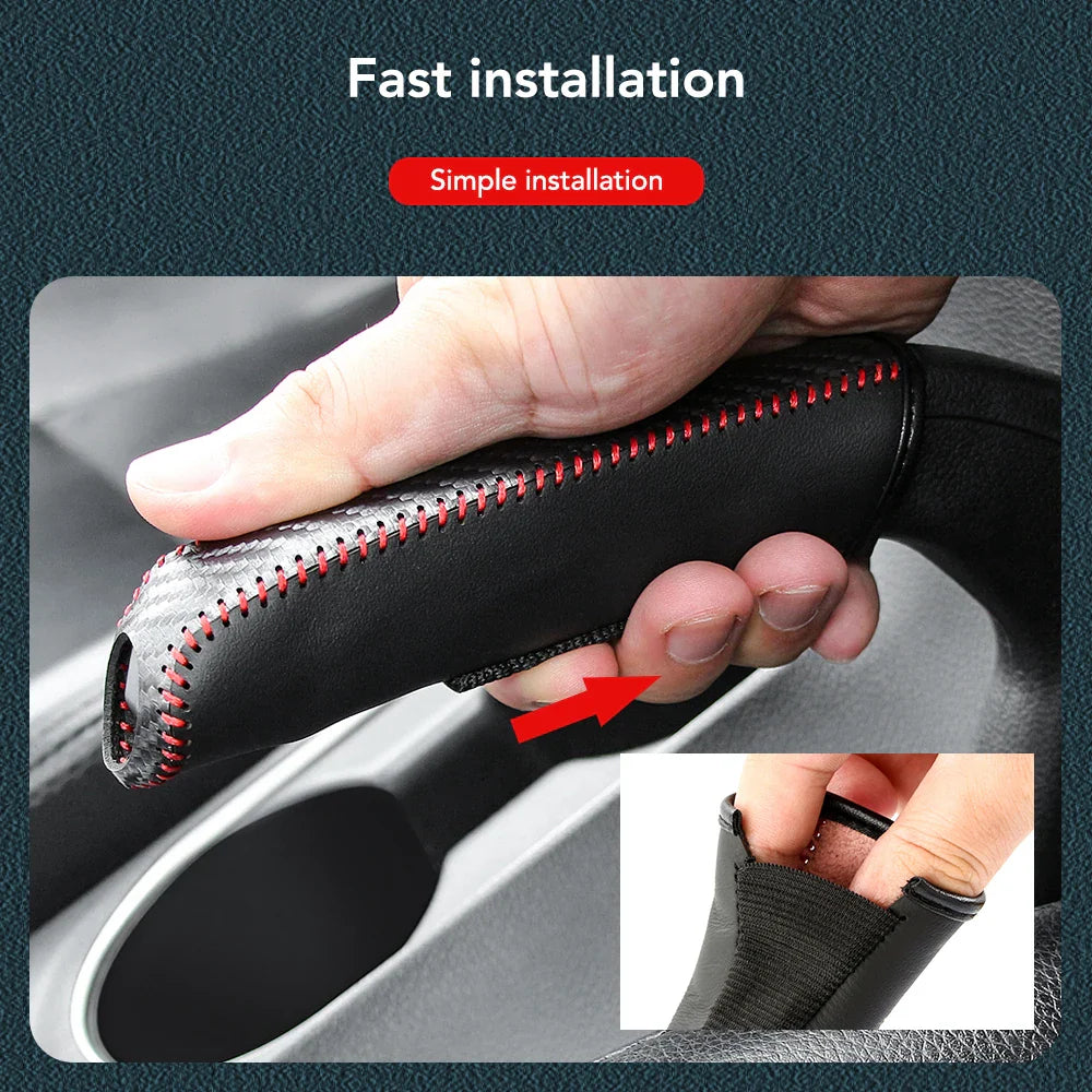 Carbon Fiber Handbrake Cover Sleeve - Protective Hand Brake Protection for Car Interior Accessories