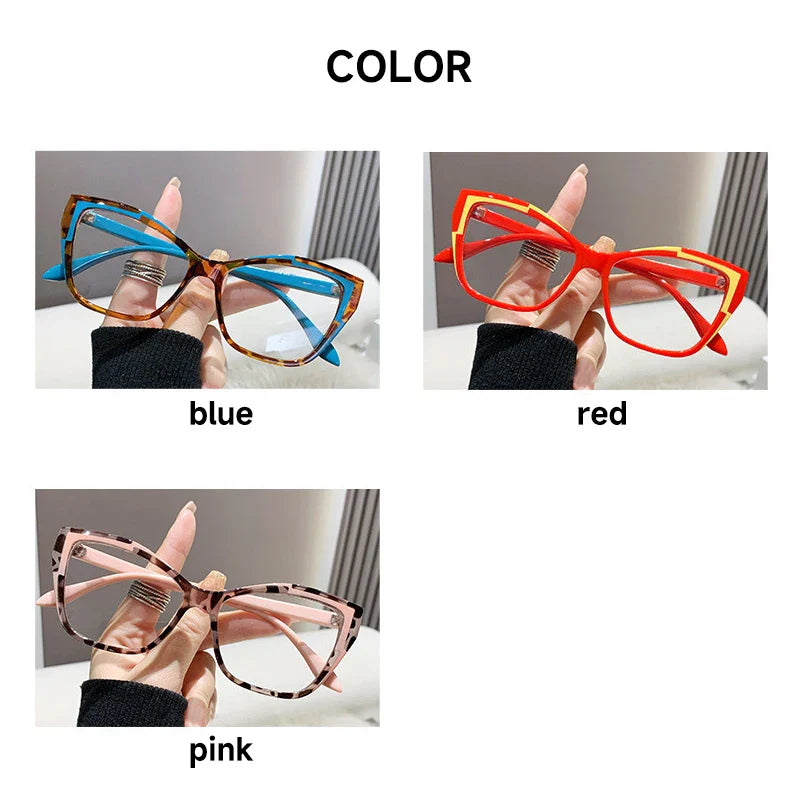Fashion Cat Eye Reading Glasses for Women – Anti Blue Light Blocker Eyeglasses, Double Color Frame Computer Readers