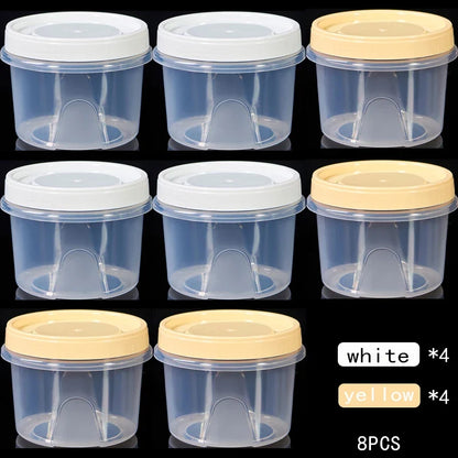 8Pcs 500ml Food Storage Containers - Round Sealed Fresh Keeping Boxes for Refrigerator, Fruits, Snacks & Microwave Heating