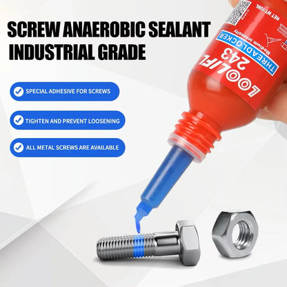 LOOLIFL Blue Thread Locker 243 – High Strength Screw & Bolt Adhesive, Anaerobic Metal Fastener Glue, Rustproof Nut Lock Sealant