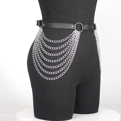 Sexy Women's Leg Chain Harness Garter Belt: Gothic Leather Waist & Thigh Corset Accessory - Enhance Your Gothic Clothing Style