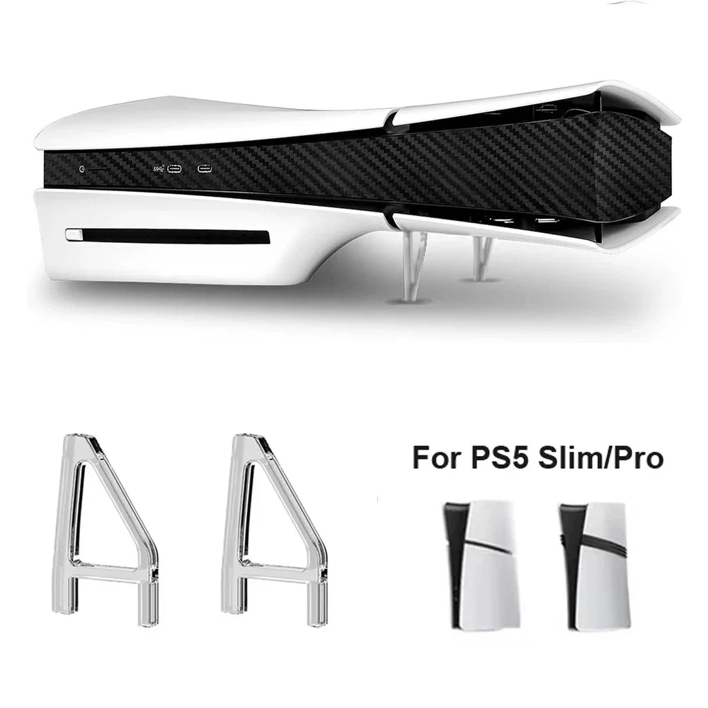 PS5 Slim & PS5 Pro Horizontal Acrylic Stand – Transparent Console Base Holder & Storage Bracket Gaming Accessories