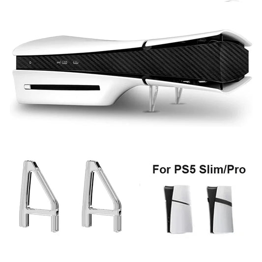PS5 Slim & PS5 Pro Horizontal Acrylic Stand – Transparent Console Base Holder & Storage Bracket Gaming Accessories