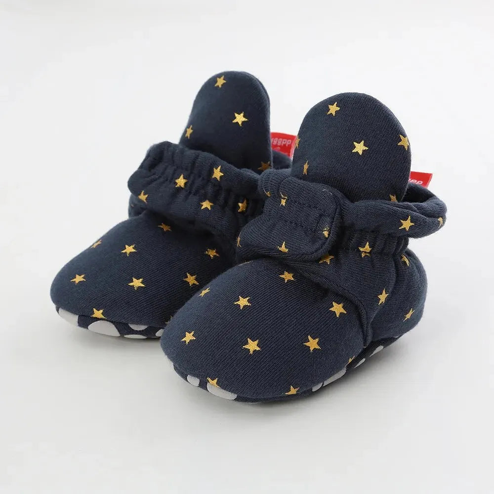 Meckior Baby Socks Shoes – Star Toddler First Walkers Booties, Soft Cotton Anti-Slip Shoes for Boys and Girls