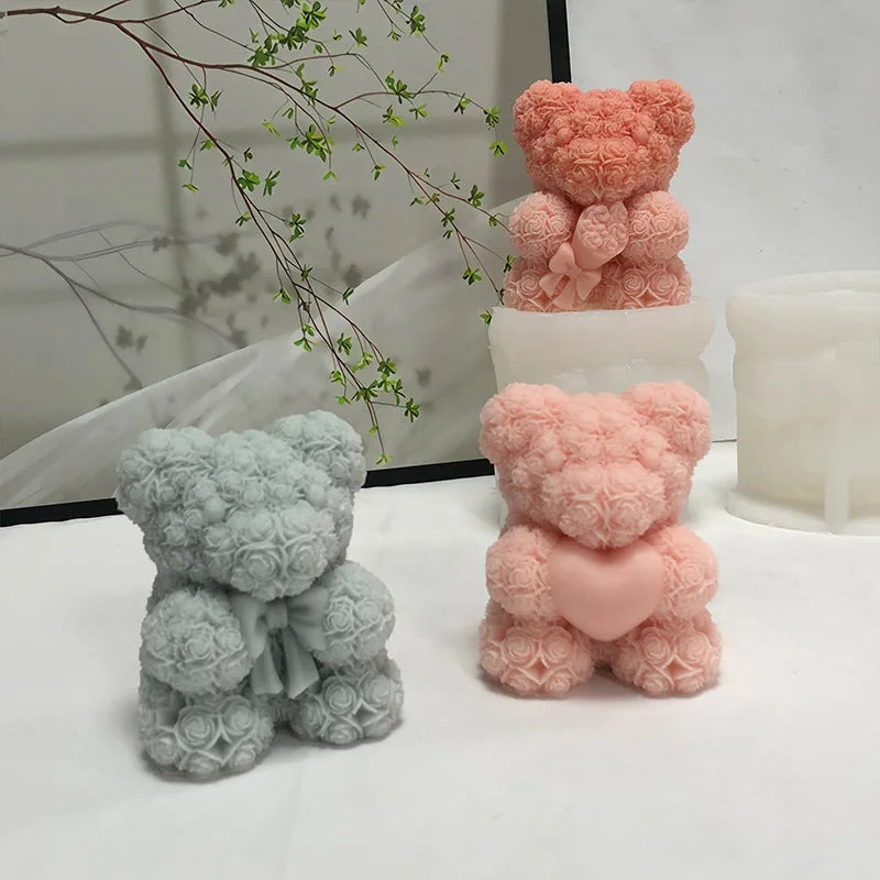 3D Bear Hug Love Silicone Candle Mold | DIY Cute Bear Pet Candle Making Supplies | Handmade Soap, Plaster, Resin Mold | Home Decor Gift