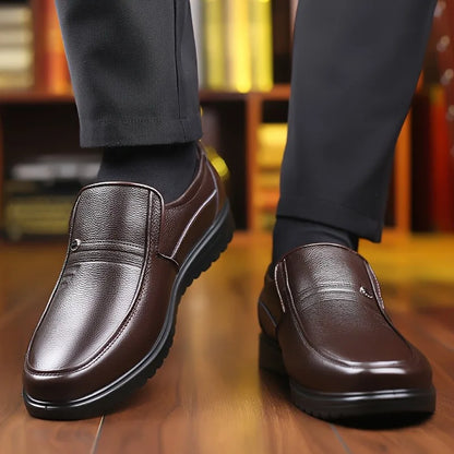 Men’s Handmade Genuine Leather Loafers - Soft Breathable Slip-On Business Casual Driving Shoes