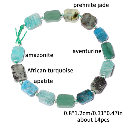 Natural Gemstone Rectangle Beads - 8x12mm Amethyst Citrine Lapis Lazuli Spacer Beads for DIY Jewelry Making & Bracelets