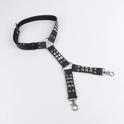 Women's Punk Rivet Waist Belt - Faux Leather Strap Hip and Leg Accessory for Gothic Fashion