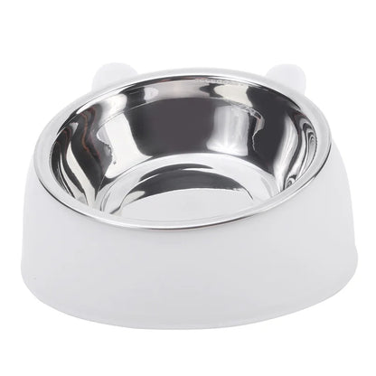 Inclined Cat & Dog Feeding Bowl – Stainless Steel Pet Food and Water Feeder