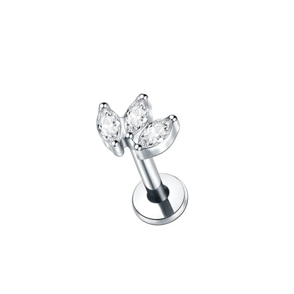 Titanium CZ Tragus & Helix Stud – Internally Threaded Labret Lip Ring Piercing Earring (1PC)