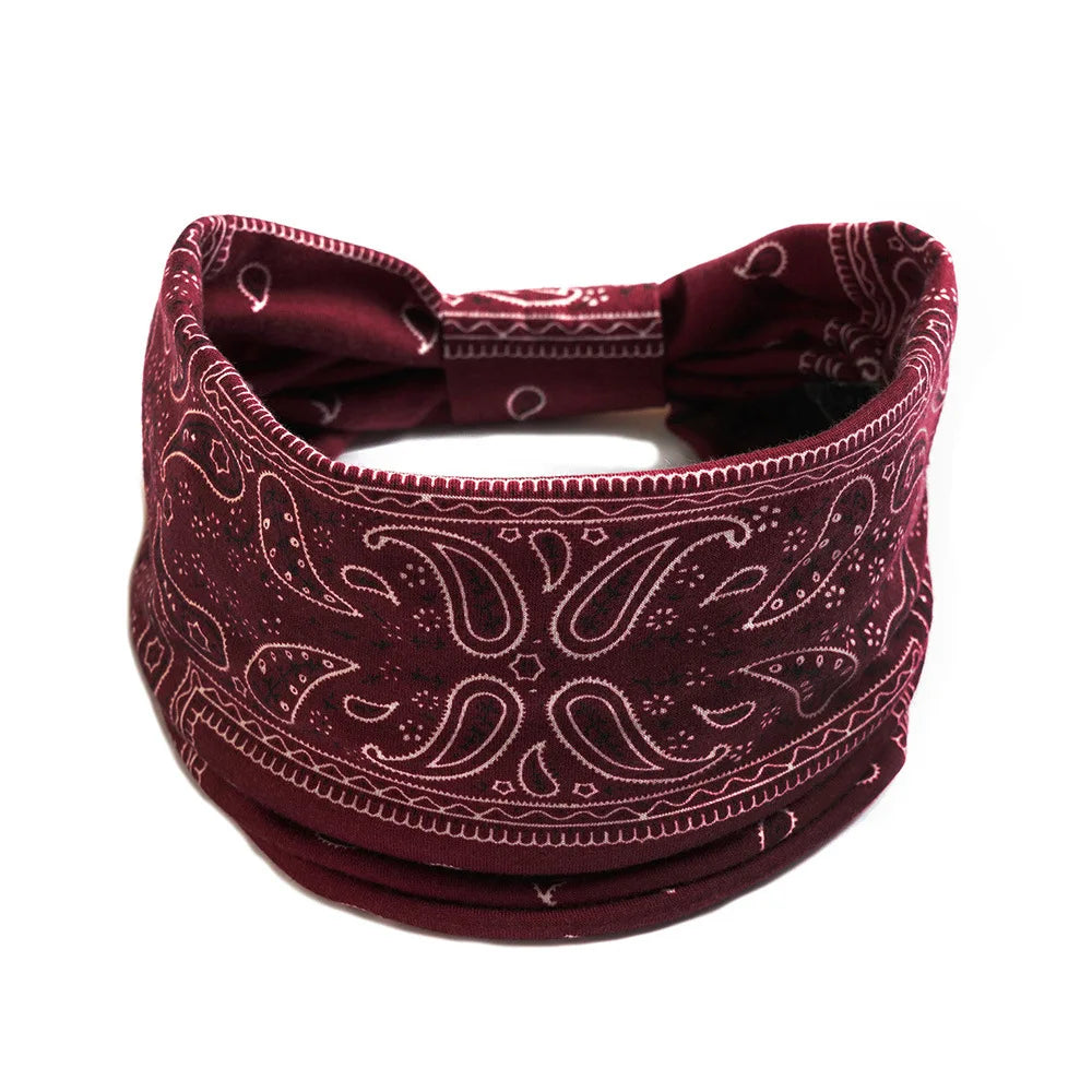 Bohemian Wide Cotton Stretch Headband for Women – Turban Headwrap, Bandage Hairband, Bandana Hair Accessories