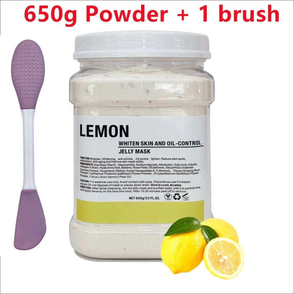 650g Chamomile Hyaluronic Acid Facial Moisturizing Mask Powder with Silicone Brush, Rose Jelly Mask for Skin Elasticity