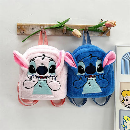 New Disney Plush Backpack – Japanese Blue Stitch Cartoon, Large-Capacity Student & Kindergarten Bag for Kids’ Gifts