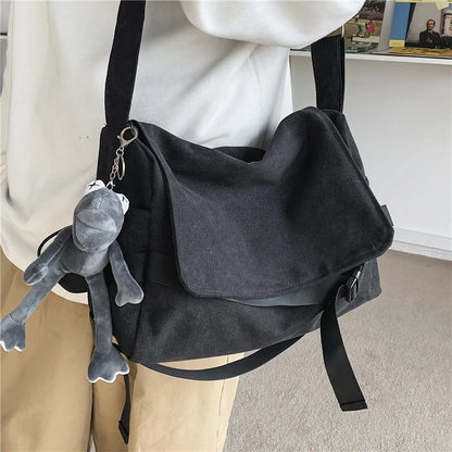 Canvas Messenger Bag – Large Capacity Shoulder Crossbody Handbag for Women, Men & Students, Fashion School & Daily Use
