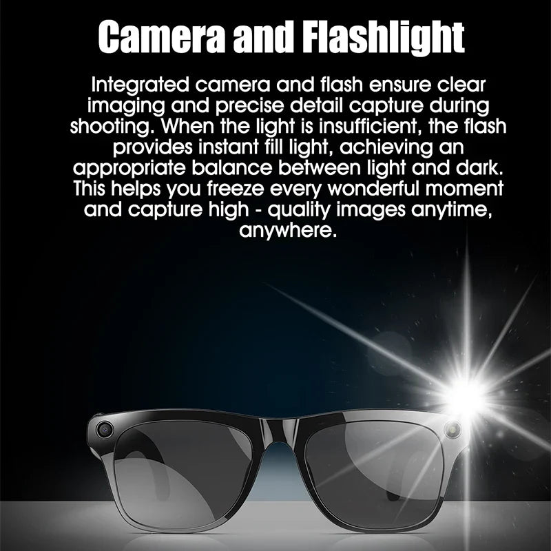 AI Smart Glasses with Camera — Bluetooth Calls, Voice Assistant, Navigation, Waterproof Smart Sports Wearable
