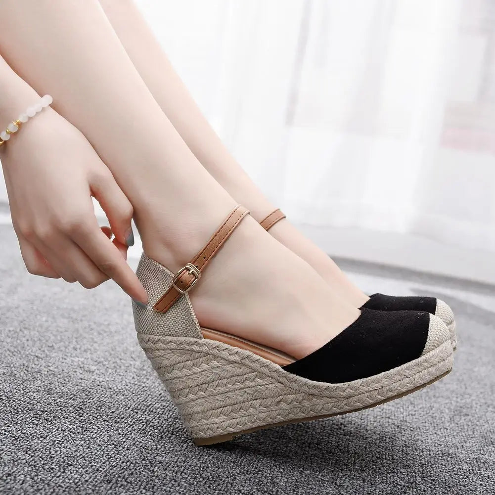 Women’s Summer Platform Sandals – High Heel Wedges with Casual Ankle Strap, Comfortable Zapatos de Mujer