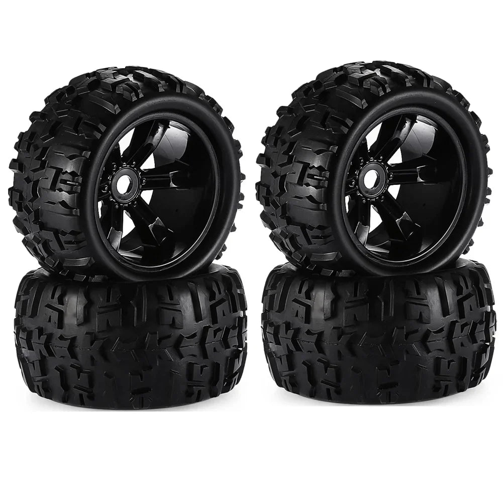 4pcs 1/8 Scale 17mm Hex RC Truck Tires & Wheels Set – Glued for Traxxas Maxx, Tmaxx, E-Revo, Revo 3.3, JLB Cheetah Monster