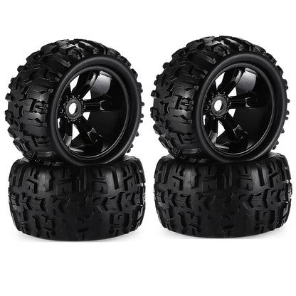 4pcs 1/8 Scale 17mm Hex RC Truck Tires & Wheels Set – Glued for Traxxas Maxx, Tmaxx, E-Revo, Revo 3.3, JLB Cheetah Monster