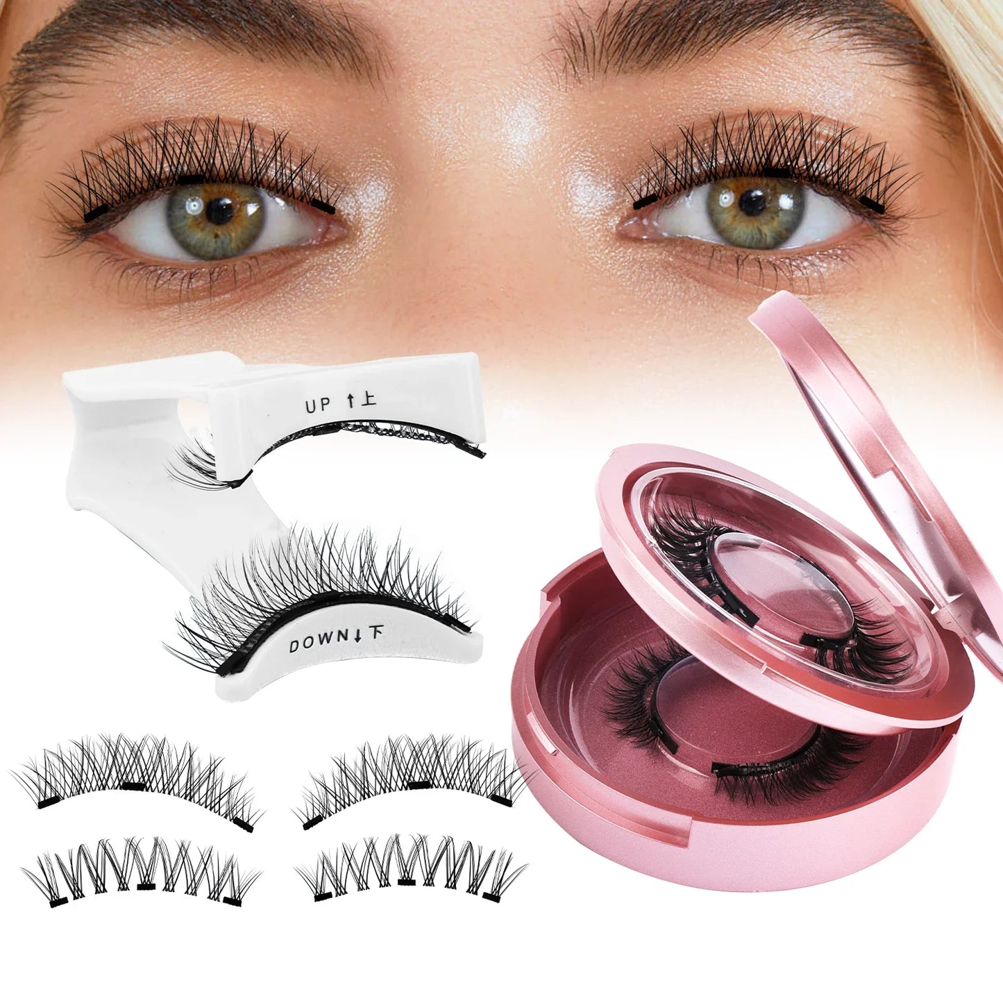 GEMERRY Magnetic Eyelashes Set with Applicator – Natural Look Reusable No Glue Soft Strip False Lashes Makeup Kit