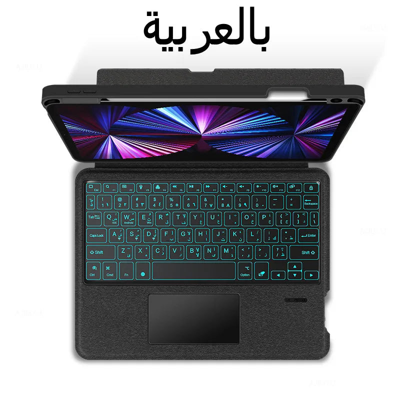 AJIUYU Keyboard Case for iPad Pro 11" & 12.9" (2018-2022) – Backlit Smart Keyboard with TouchPad for iPad Air & 10.2"