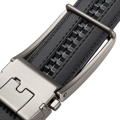 Genuine Leather Men's Click Belt – Luxury Designer Automatic Buckle for Jeans, High-Quality Waist Strap