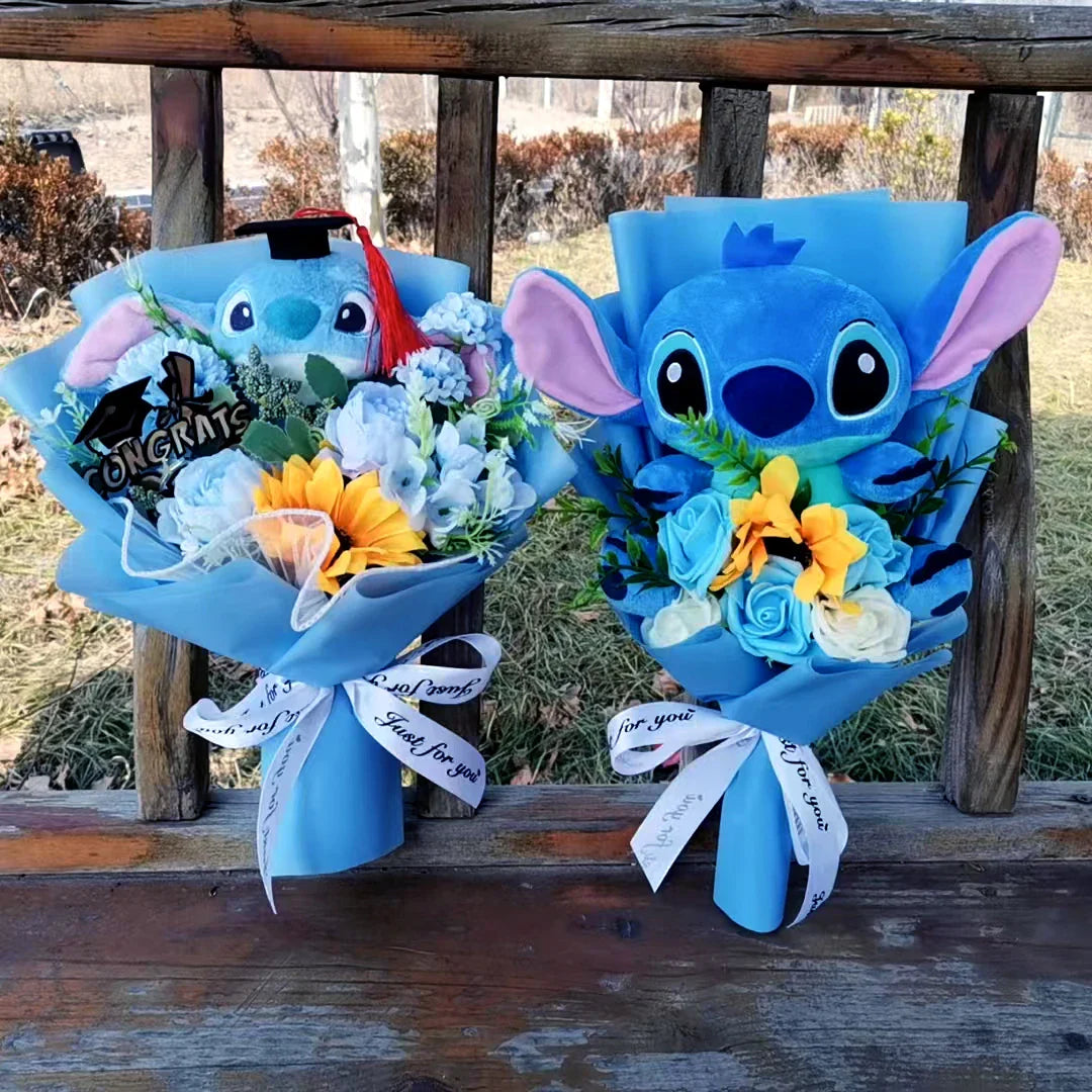 Lilo & Stitch Bouquet PVC Anime Stuffed Doll – Rose & Sunflower Gift for Birthday, Valentine’s & Christmas Day