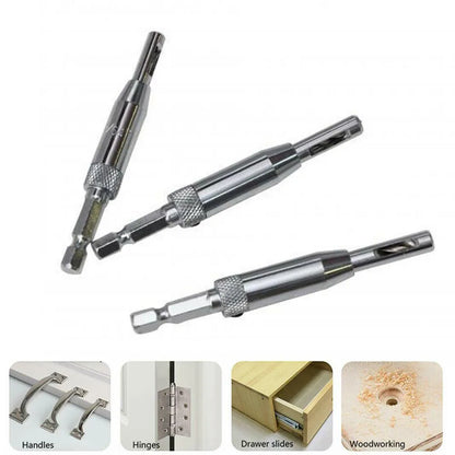 3pcs Self-Centering Hinge Drill Bits | Door, Window, Cabinet Hinge Drilling Holes Cutter | Woodworking Center Drill Bits
