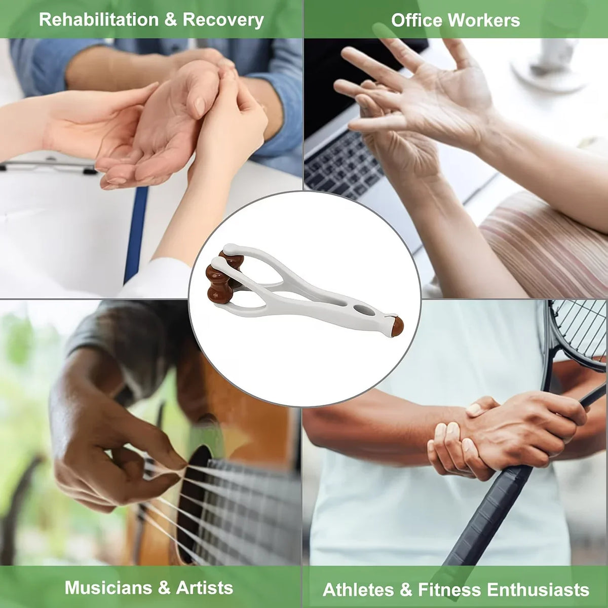 Solid Wood Finger Massage Roller Set (1/3Pcs) – 360° Acupressure Hand & Finger Massager Clip for Meridian Relief, Stress Reduction & Hand Therapy