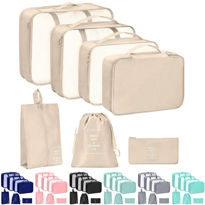 7-Pcs Travel Organizer Packing Cubes Set – Portable Luggage Storage Bags for Clothes, Shoes & Accessories