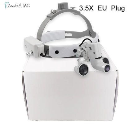 2.5X/3.5X Dental LED Loupes — Adjustable Brightness Spot Headlamp, 5W Surgical Headlight for Dental Lab