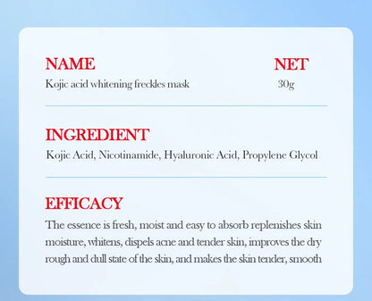 10pcs SADOER Kojic Acid Facial Sheet Masks — Moisturizing, Brightening & Hydrating Skincare