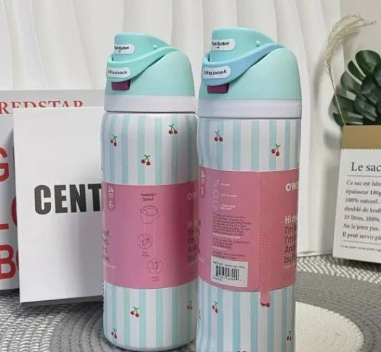 32oz & 24oz One-Touch Pop-Up Sports Water Bottle — Vacuum Insulated Tumbler with Straw & Spout, Leakproof for Outdoor and Gym Use