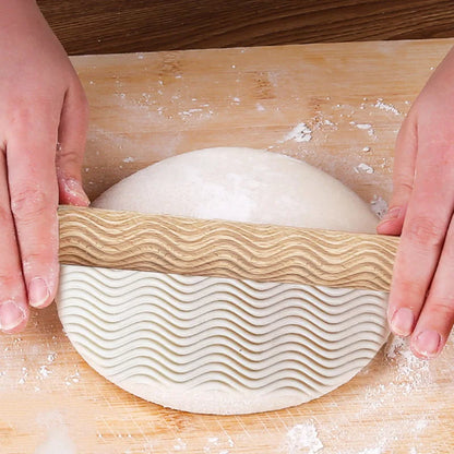 3D Embossed Pottery Rolling Pin - Wooden Hand Pressure Roller for Baking, Pie, and Cookie Making, Handmade Kitchen Tools