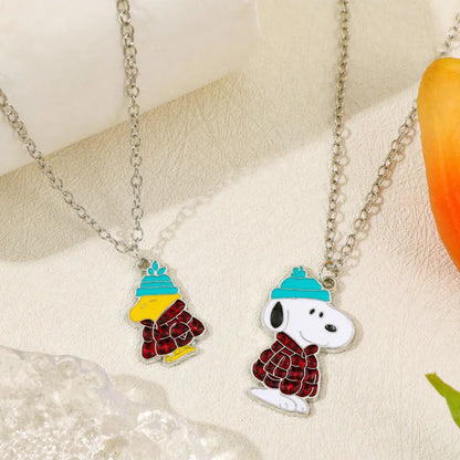 Snoopy Dog Pendant Necklace - Yellow and White Kawaii Sweater Chain Couple Fashion Gift Accessory