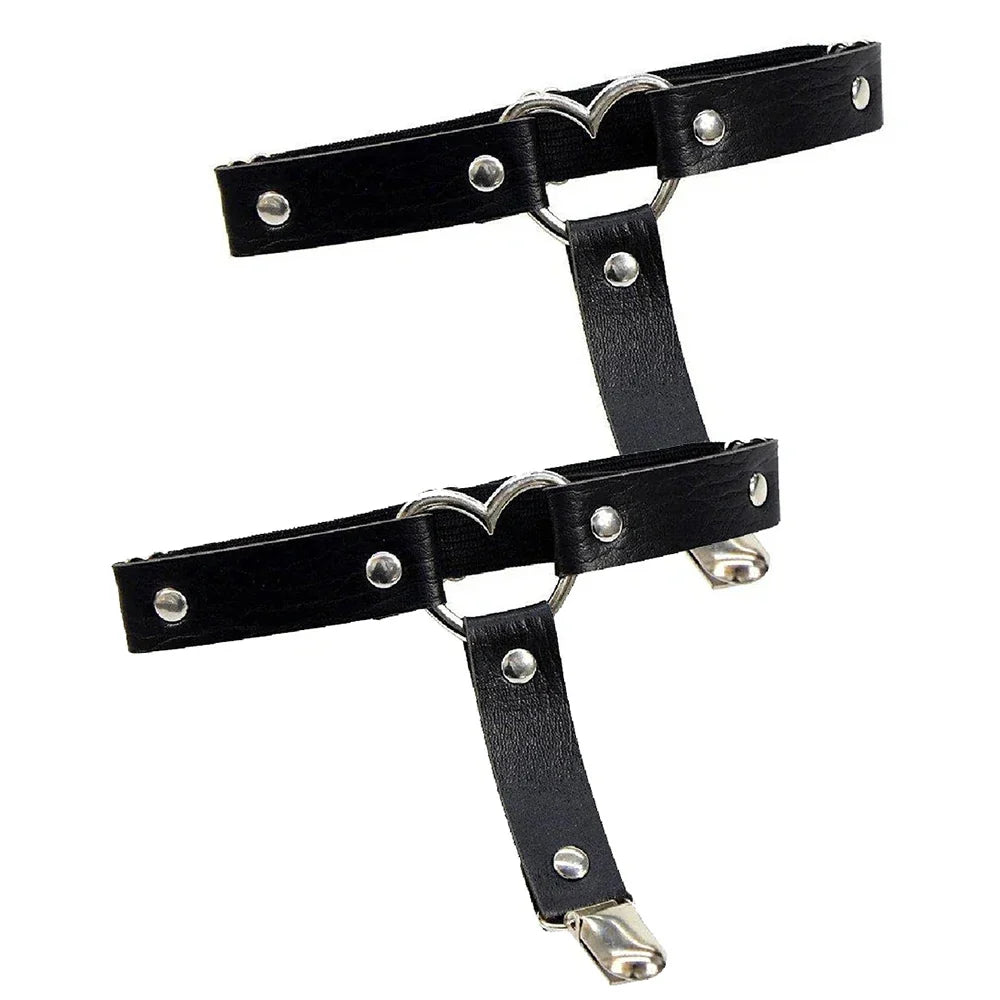 Punk Metal Tassel Pink PU Leather Choker Collar - Spiked Neck Strap for Men & Women, Gothic Pendant Necklace
