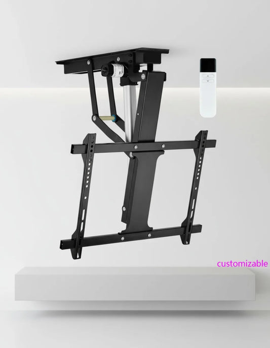 Motorized Electric Ceiling TV Mount with Remote – Flip Down Bracket for 32–70 Inch Flat & Curved Screens, Adjustable Roof Installation