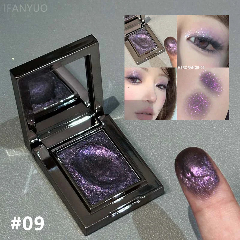 Chameleon Dark Green Eyeshadow Palette – Sparkling Pearlescent Mashed Potato Eye Shadow for Brightening Makeup