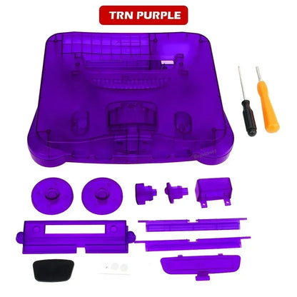 2-Pack Transparent Orange & Purple N64 Replacement Housing Shell – Translucent Case for Nintendo N64 Console