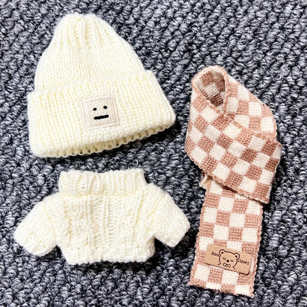 17cm Labubu V1/V2 Doll Outfit – Color Match Hoodie & Plaid Overalls Set | Fashion Doll Clothes & Accessories