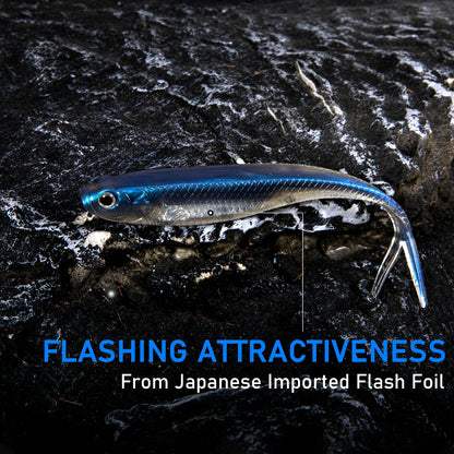 Dr.Fish 5/6pcs Soft Fishing Lures — Saltwater Silicone Fork Tail Drop Shot Baits for Bass, Trout, Pike, Walleye, Weedless