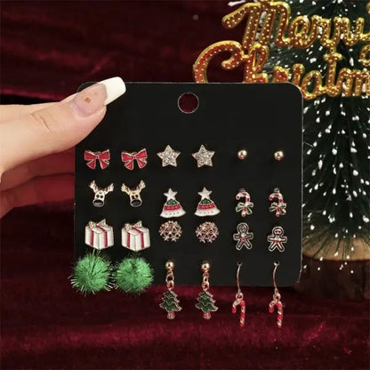 12/20 Pairs Christmas Earrings Set – Shiny Crystal Snowflake, Elk, Bowknot & Xmas Tree Studs for Women, Holiday & New Year Gifts