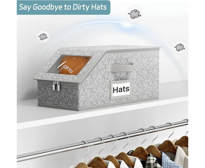 Foldable Zipper Baseball Cap Storage Box – Dustproof Non-Woven Hat Organizer for Wardrobe