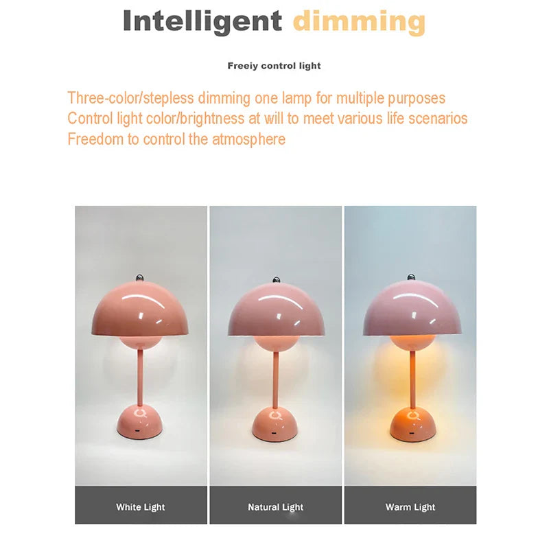 Rechargeable Mushroom Flower Bud LED Table Lamp: Simple Modern Touch Night Light for Bedroom and Dining - Desk Decor
