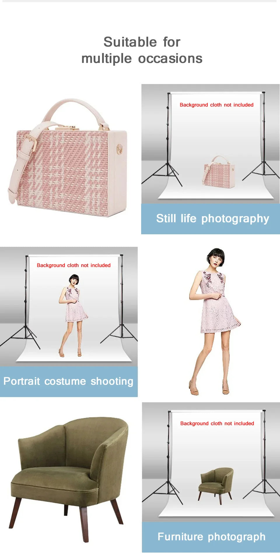 Photography Studio Backdrop Stand — Photo & Video Background Support System Kit