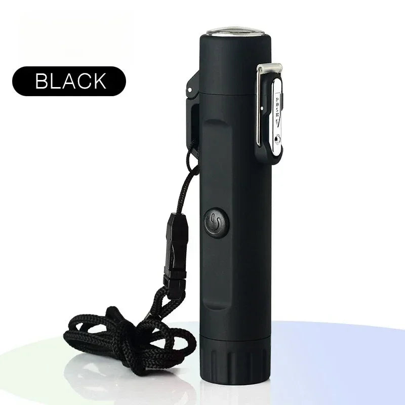 Dual Arc USB Lighter & Flashlight — Windproof Portable Plasma Ignition Survival Tool