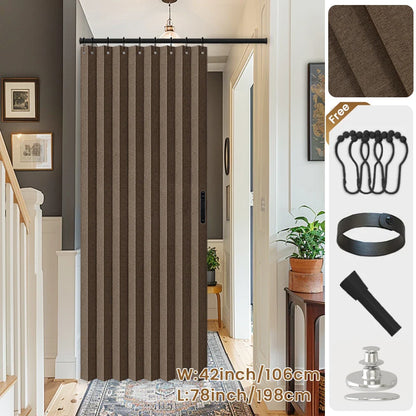 Blackout Folding Door Curtain – 1 Panel Privacy Screen for Living Room, Bedroom, Kitchen, Closet, Room Divider