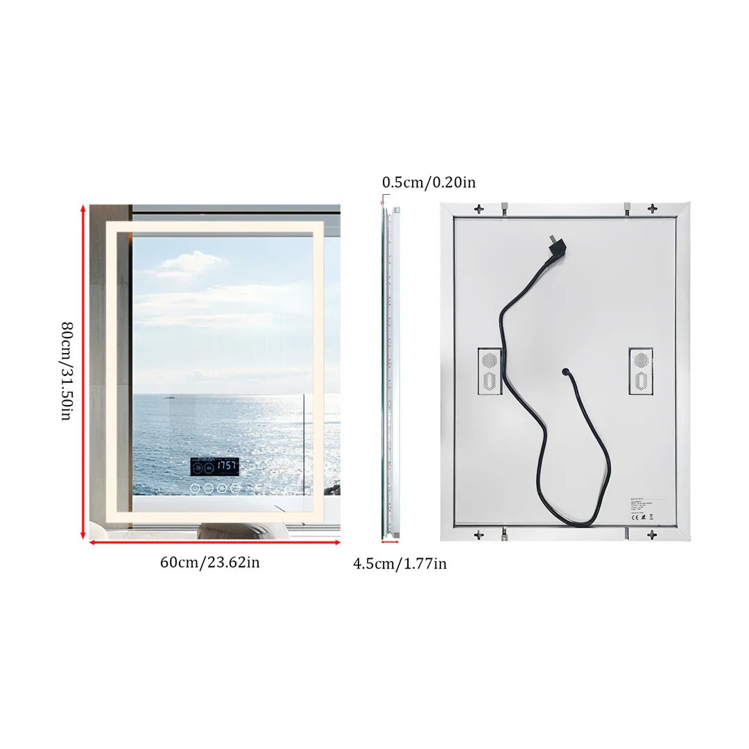 LUVODI Bluetooth LED Bathroom Mirror – Large Anti-Fog Lighted Vanity Mirror with 3-Color Modes