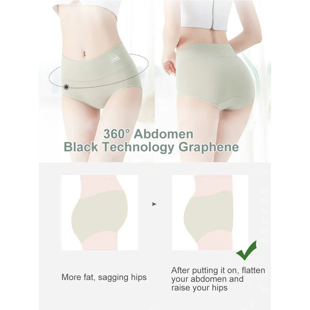 5-Pack Women’s High Waist Cotton Underwear – Tummy Control & Butt Lift, Breathable Antibacterial Comfort, No Ride-Up