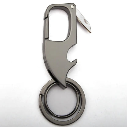 Creative Multifunctional Keychain for Men: Carabiner Buckle with Bottle Opener, Detachable Knife - Unique Design, Portable Keyring Accessory