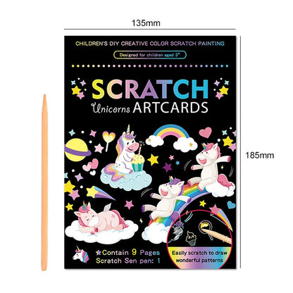 Children’s Scratch Painting Set – Colorful Cartoon DIY Drawing Toy for Early Education & Birthday Gifts